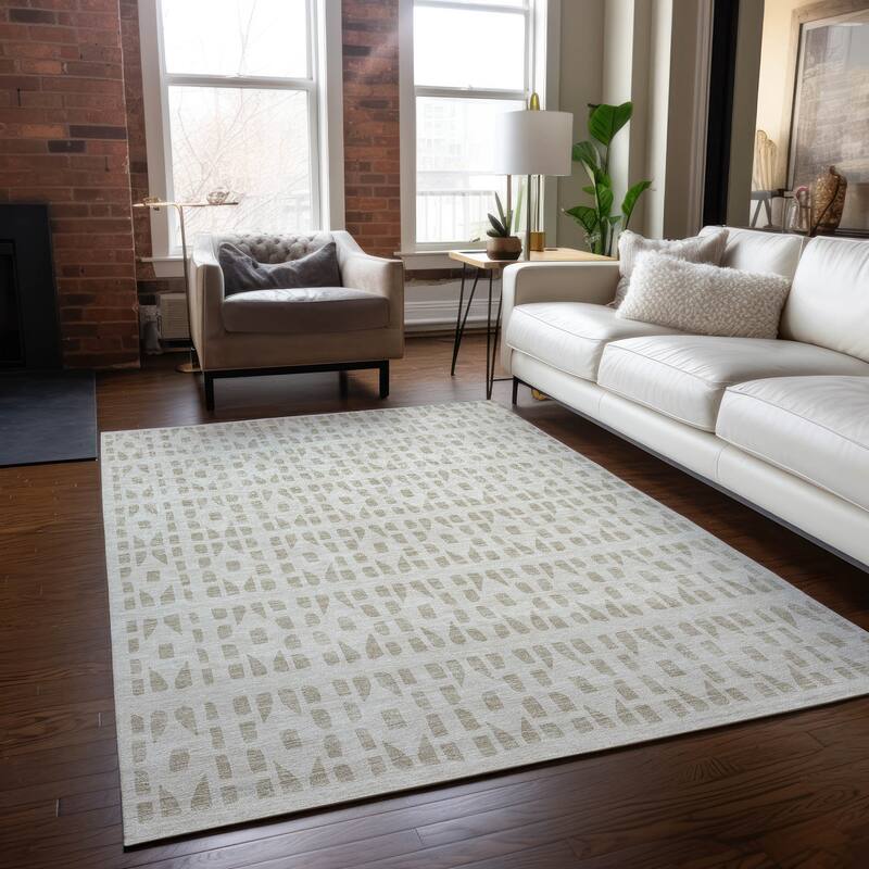 Machine Washable Indoor/ Outdoor Contemporary Imprints Chantille Rug