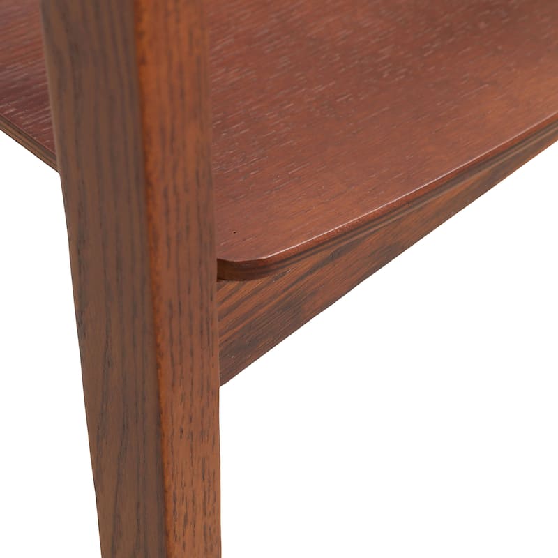 Dining Chair in Oak Wood with Open Back Design and Armrests Set of 2 Rivo Series