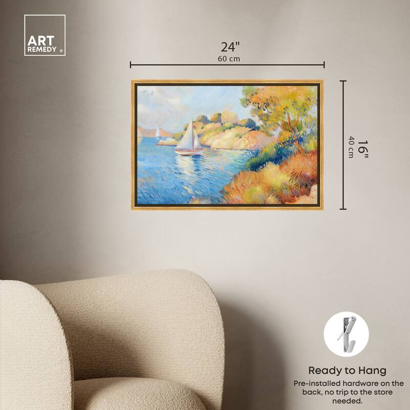 Art Remedy Sail Off In The Morning Framed Impressionism 1 Piece Canvas Wall Art /Monet And Van Gogh Inspired Art