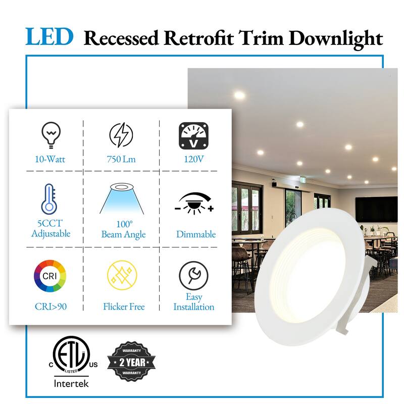 Flush Mount Round Ceiling Light 7.4" Wide 5CCT Dimmable Recessed Lighting