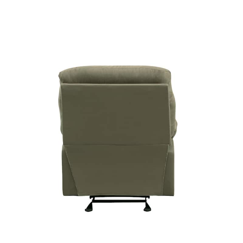 Deby 35 Inch Modern Recliner, Foam Cushioned Seat, Microfiber, Sage Green