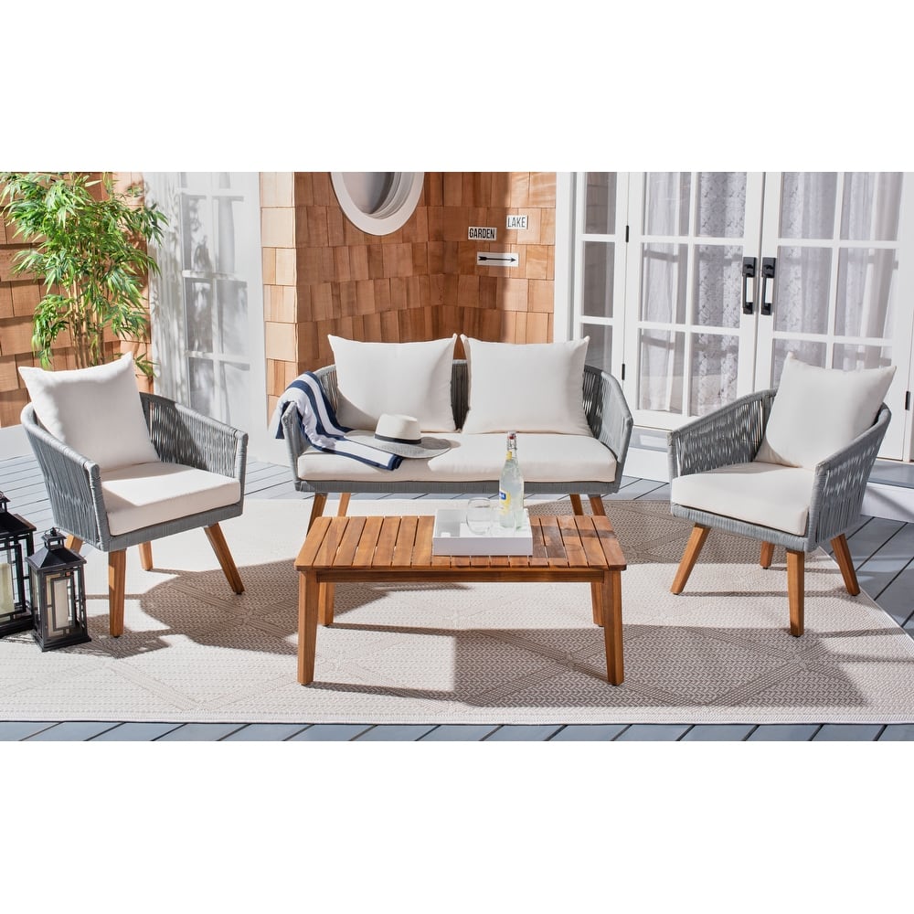 SAFAVIEH Outdoor Erinka 4-Piece Living Set - 55W x 30D x 28H