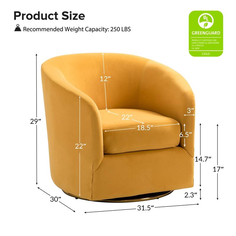 Eleuterio Modern Upholstered Swivel Accent Barrel Chair with Metal Base Set of 2 by HULALA HOME