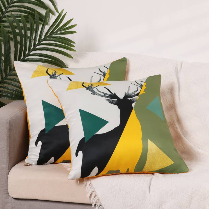 2 Pcs Patterned Flower Decorative Pillow Covers Satin Pillow Protector for Home