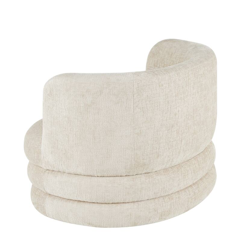 Beige Polyester Arched Swivel Living Room Accent Chair