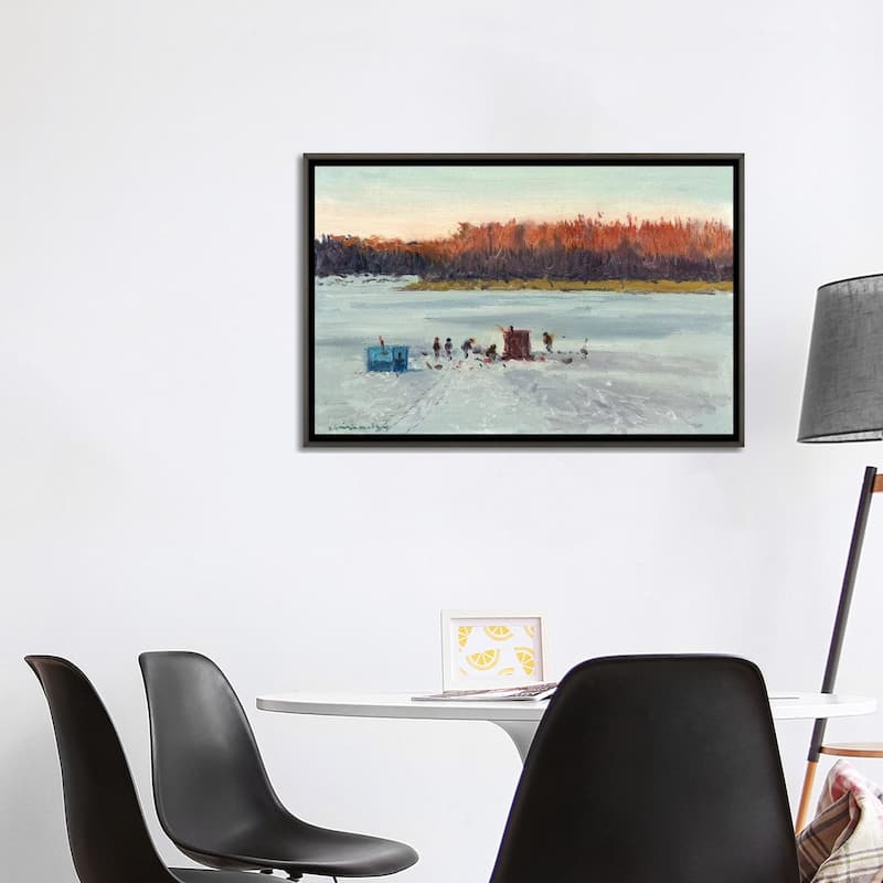 iCanvas "Ice Fishing Sunset" by Ernest Chiriacka Framed