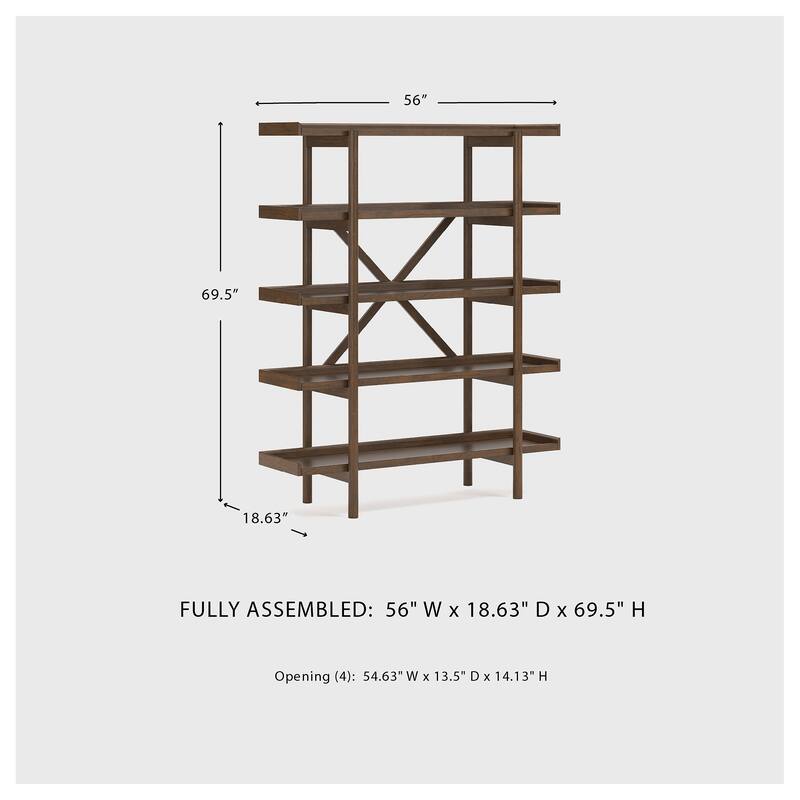 Signature Design by Ashley Lyncott Brown 70" Bookcase - 56"W x 19"D x 70"H