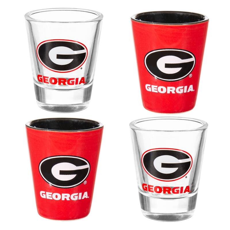 4-Piece Ceramic and Glass 2 oz. Shot Glass Set, University of Georgia
