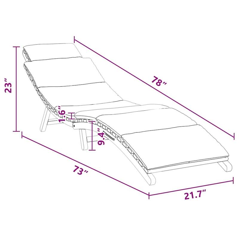 vidaXL Sun Lounger Cream white 188 x 55 x 59 cm Solid teak wood - 74.0 x 21.7 x 23.2