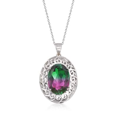 925 Sterling Silver Multi Tourmaline Doublet Pendant