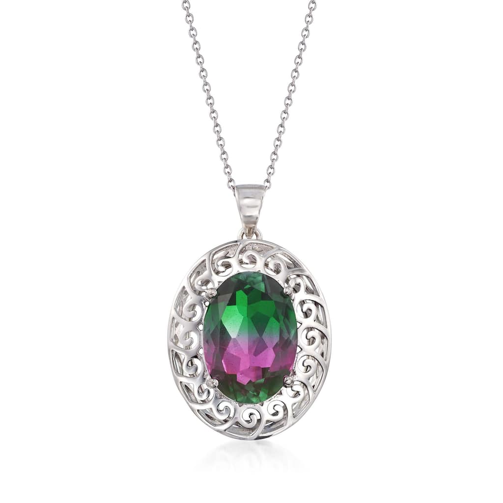 925 Sterling Silver Multi Tourmaline Doublet Pendant