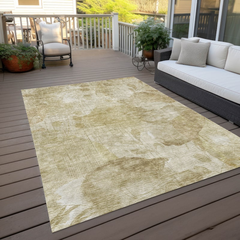 Machine Washable Indoor/ Outdoor Chantille Abstract Floral Rug