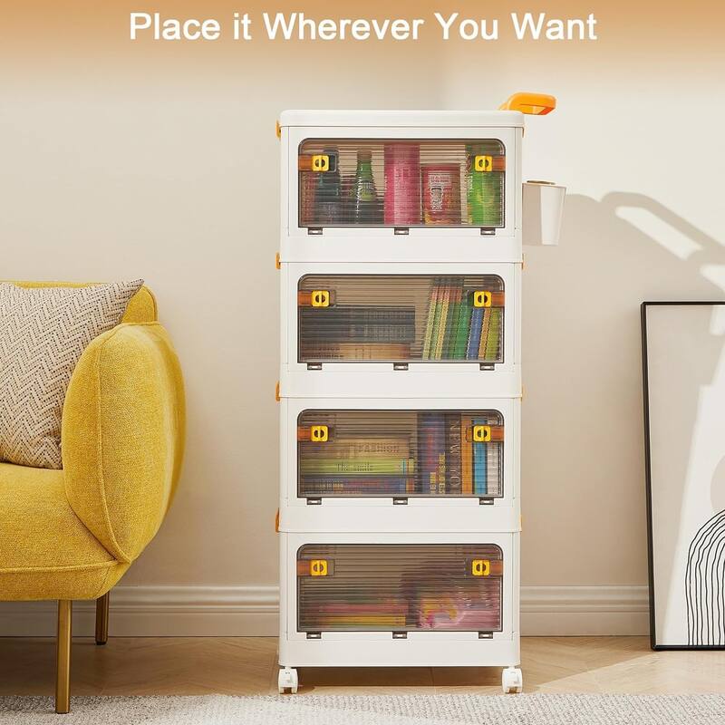 VECELO Collapsible Storage Bins with Lids, 3/4-Tier Stackable Storage Bins Closet Organizers and Containers for Home & Office