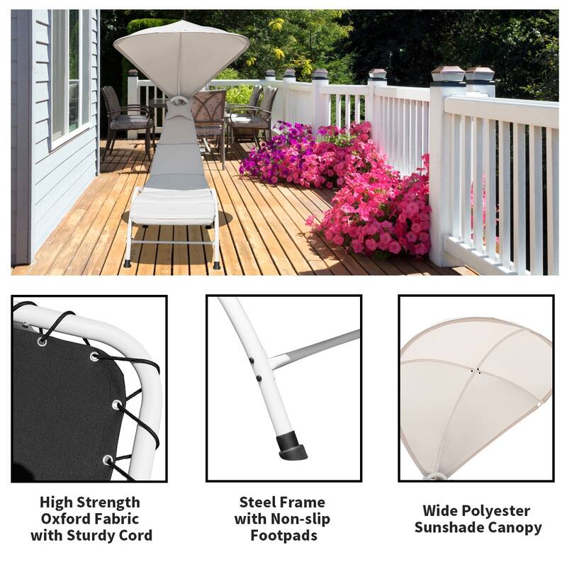 Costway Chaise Lounge Chair with Canopy Hammock Chair with Canopy