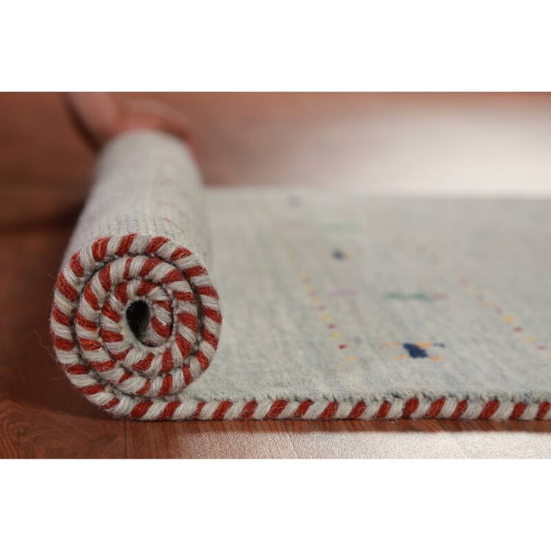 Hand Knotted Oriental 100% Wool Carpet Tribal Animal Pictorial Multi-Colored Gabbeh Area Rug - 4' 11'' X 3' 0''