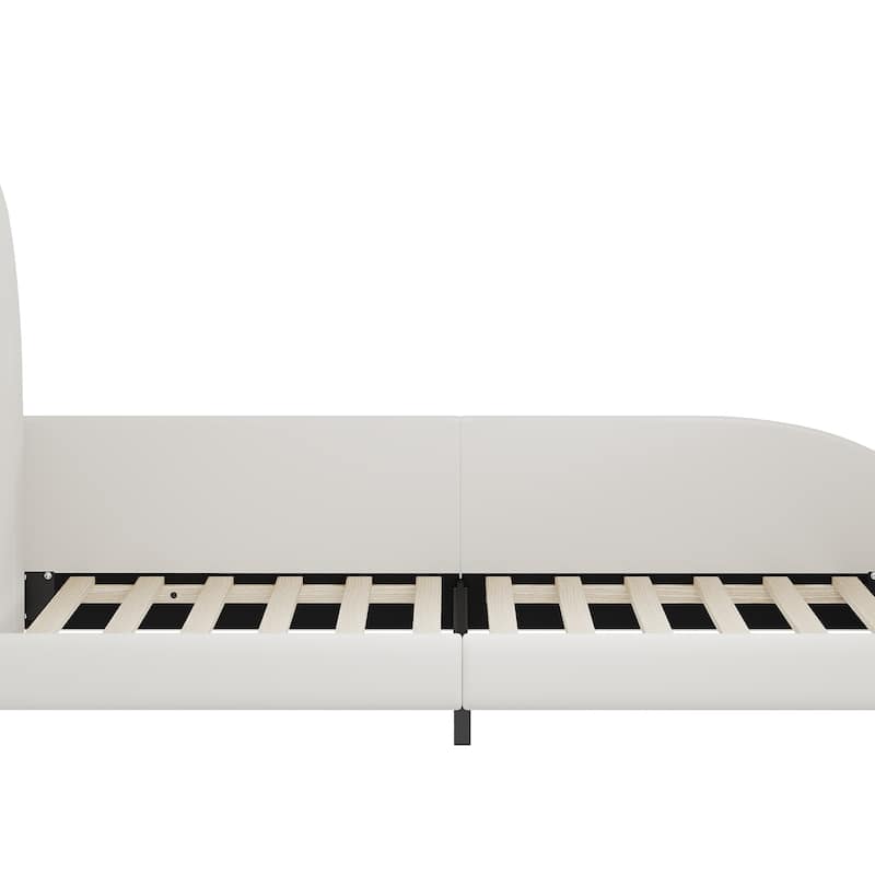 Twin Size Platform Bed with Rabbit-Shape Headboard Pocket