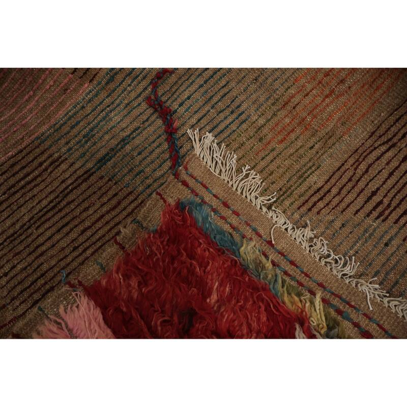 Hand Knotted Oriental 100% Wool Carpet Modern All-Over Multi-Colored Moroccan Area Rug - 9' 9'' X 8' 0''