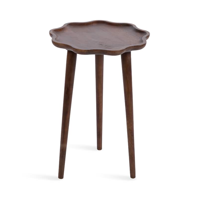 Kate and Laurel Alezar Scallop Wood Side Table - 15x15x22 - Walnut Brown