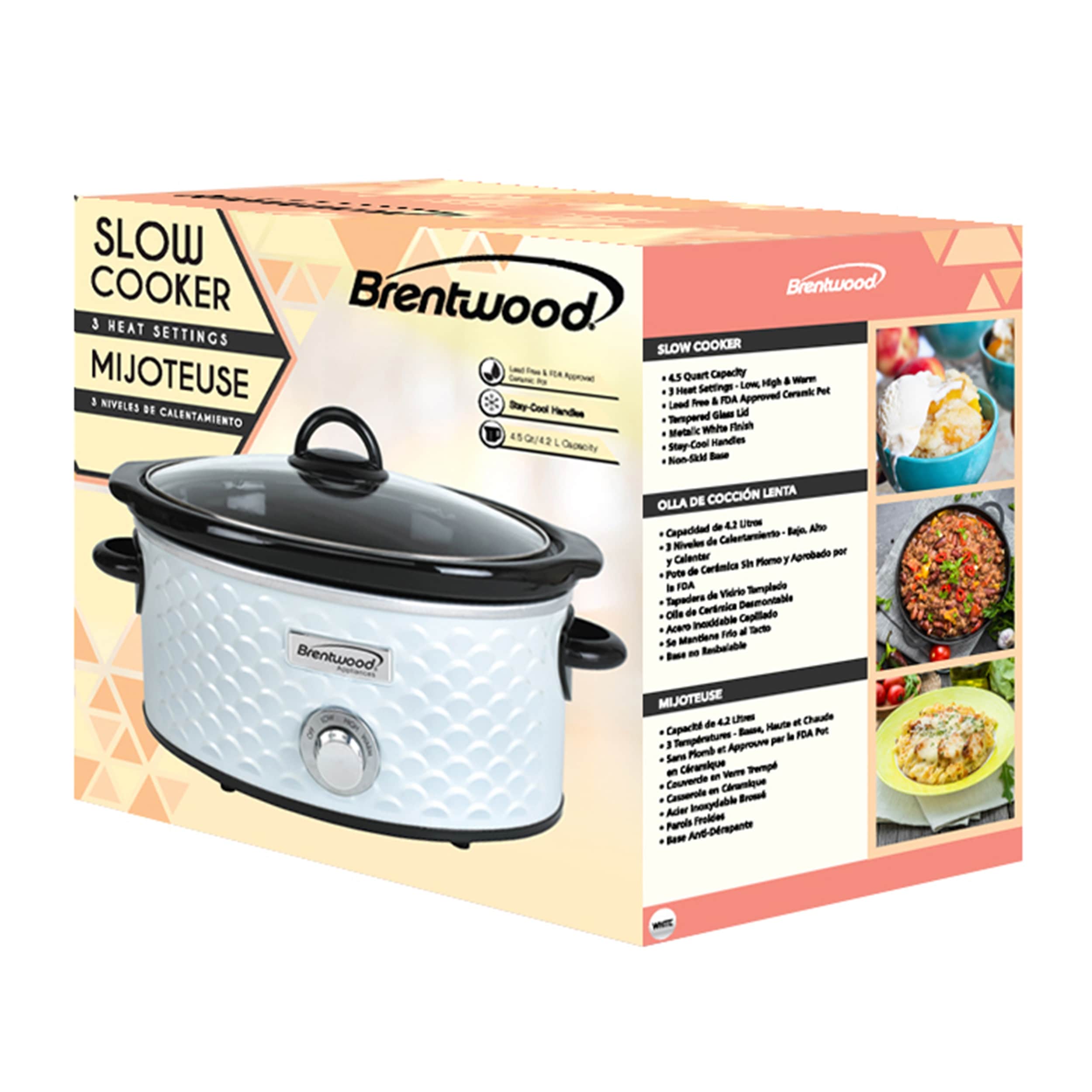 4.5 Quart Slow Cooker with Scallop Pattern in Stainless Steel