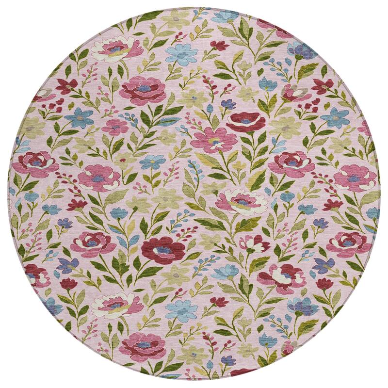 Machine Washable Indoor/ Outdoor Floral Garden Chantille Rug