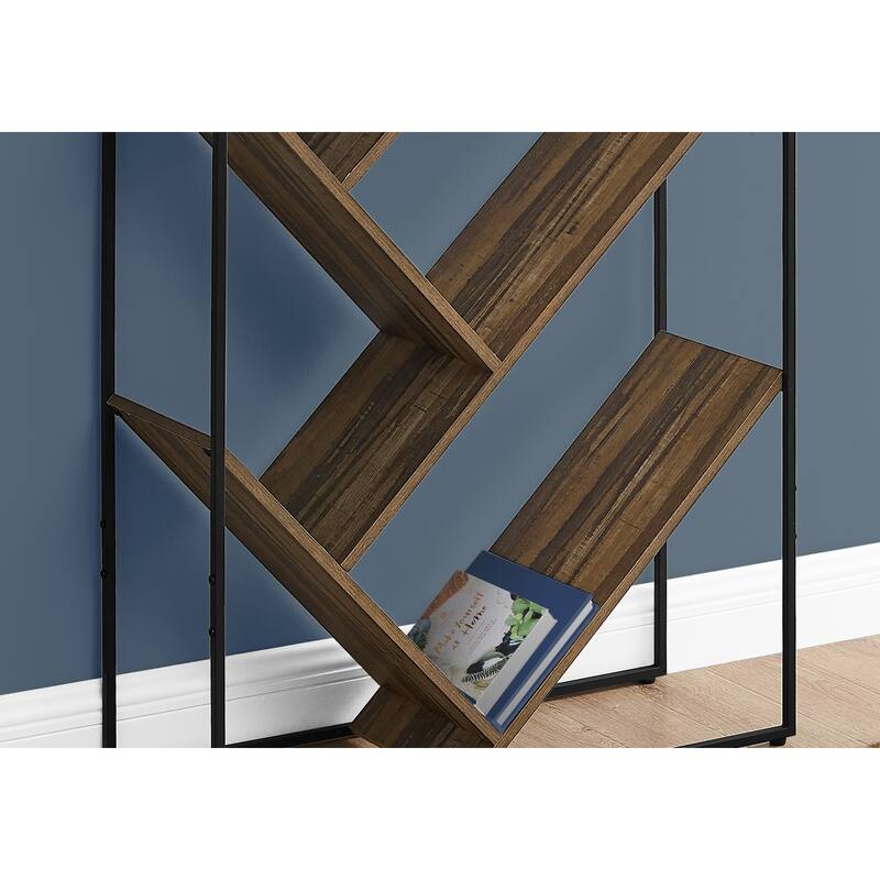 Modern Contemporary 3 Tier Bookshelf, 60"h Bookcase Black Metal Frame Etagere, for Living room Office Bedroom