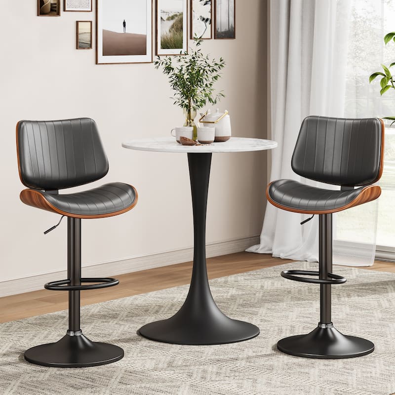 Swivel Adjustable Height Counter Stools, Bar Stools with Backs - 20" W X 18"D X 24-33" H