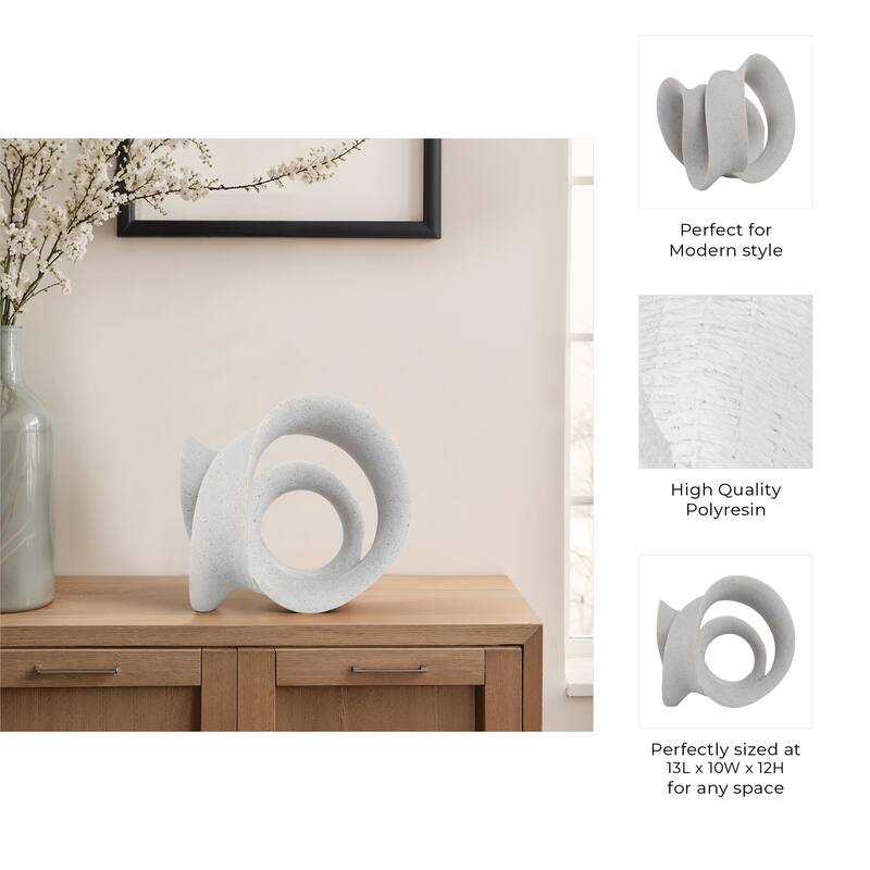 Resin Sculpture with Abstract Curved Loop Design Artistic Silhouette - 13" x 10" x 12"
