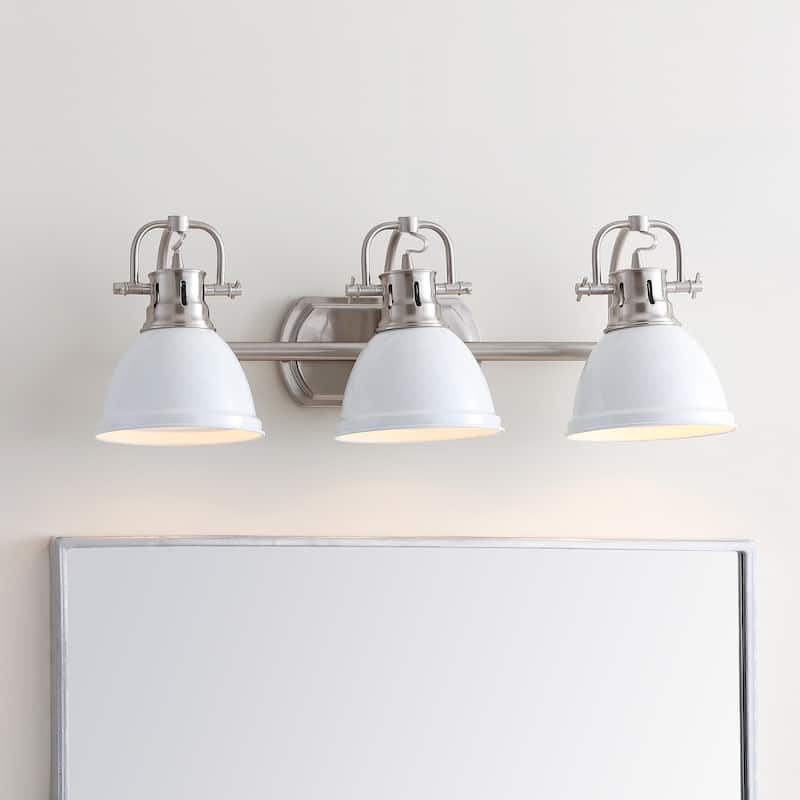 SAFAVIEH Lighting Aigerim 3-Light Led Bathroom Sconce - 24.3"x7.5"x8.5" - 24Wx8Dx9H - Brush Nickel/White