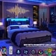 preview thumbnail 61 of 67, Upholstered Bed Frame with Storage Shelving, Platform Beds with Charge Station and LED Lights