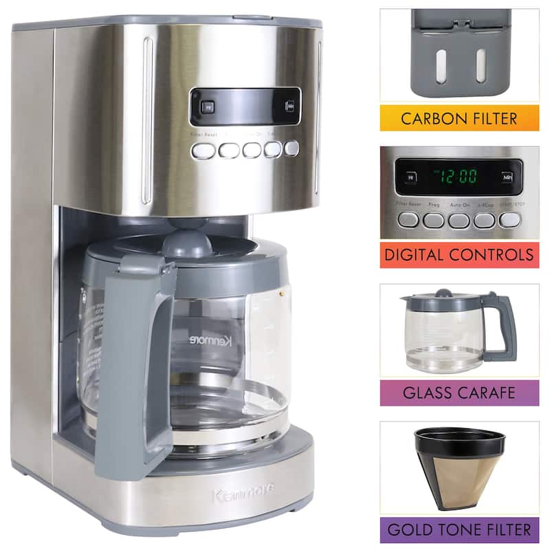 Kenmore Aroma Control Programmable 12-cup Coffee Maker, Stainless Steel - 8' x 11'