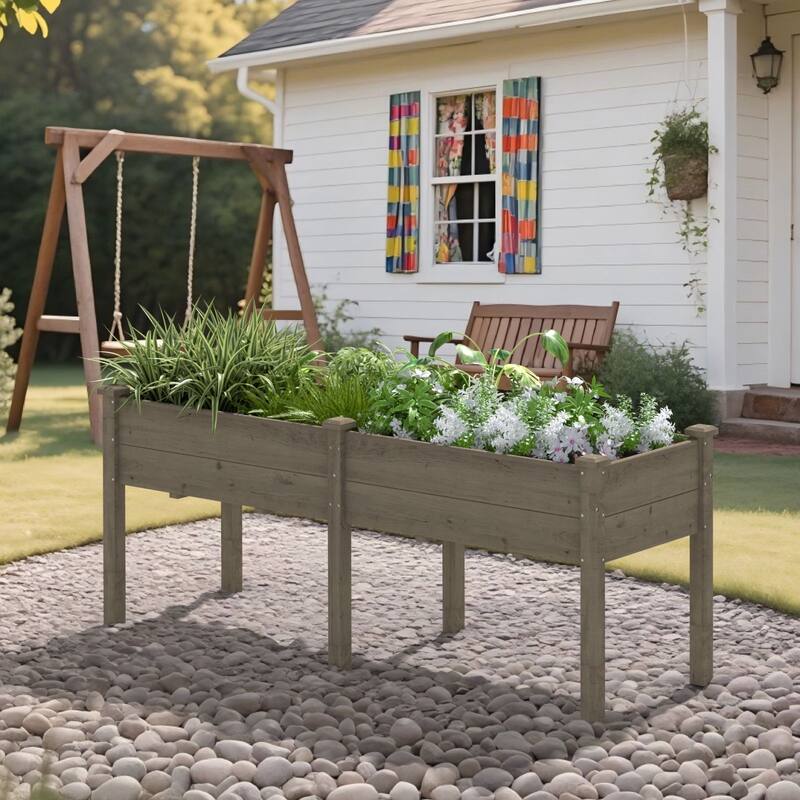 VEIKOUS Raised Garden Bed Outdoor, 6.8 Cu.Ft Large Planting Space, Solid Cedar Wood Planter Box