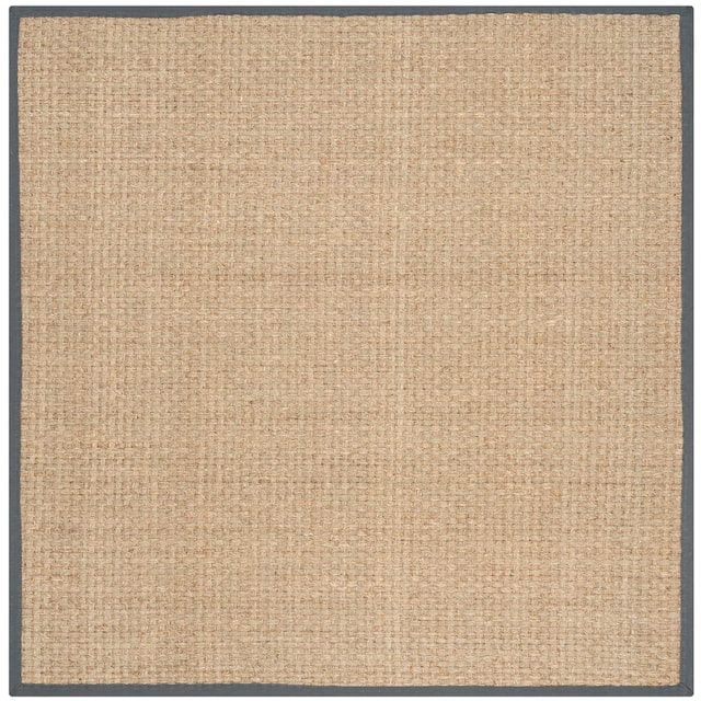 SAFAVIEH Natural Fiber Marina Basketweave Seagrass Rug - 8' x 8' Square - Natural/Dark Grey