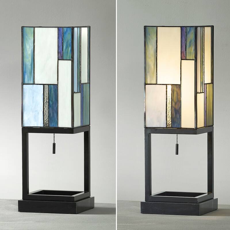 HOMEGLAM Aurae 22" H Modern Tiffany Glass Table Lamp - Warm Tone