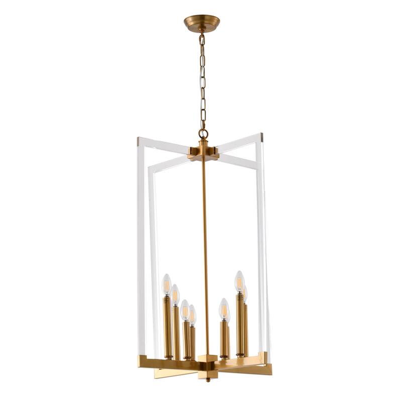 8 Light Bronze Iron Pendant Lighting with Clear Acrylic Arms