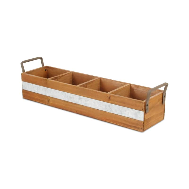 Brown Wooden 3 Slot Storage Caddy