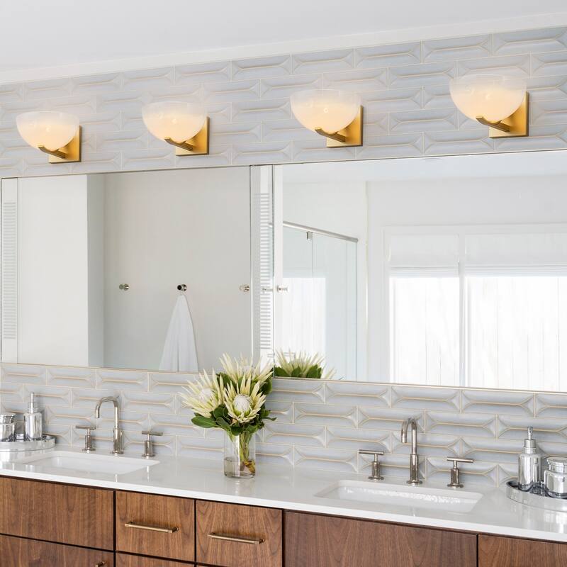 Modern Bowl-Shape Vanity Lights with Gradient White Glass Shades