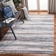 preview thumbnail 6 of 61, SAFAVIEH Handmade Rag Rug with Fringe Valborg Casual Stripe Cotton Rug with Fringe 10' x 14' - Ivory/Charcoal - Rectangle