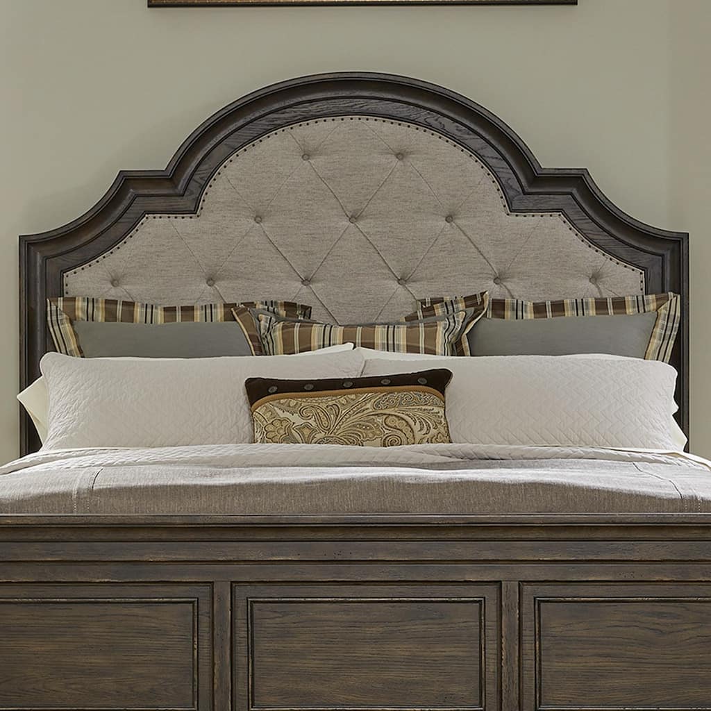 Paradise Valley Saddle Brown Upholstered Arched Panel Headboard