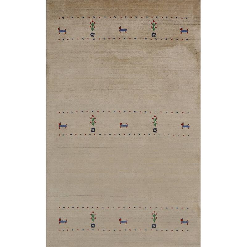 Tribal Gabbeh Indian Foyer Rug Handmade Oriental Silk Carpet - 3'0"x 4'10"