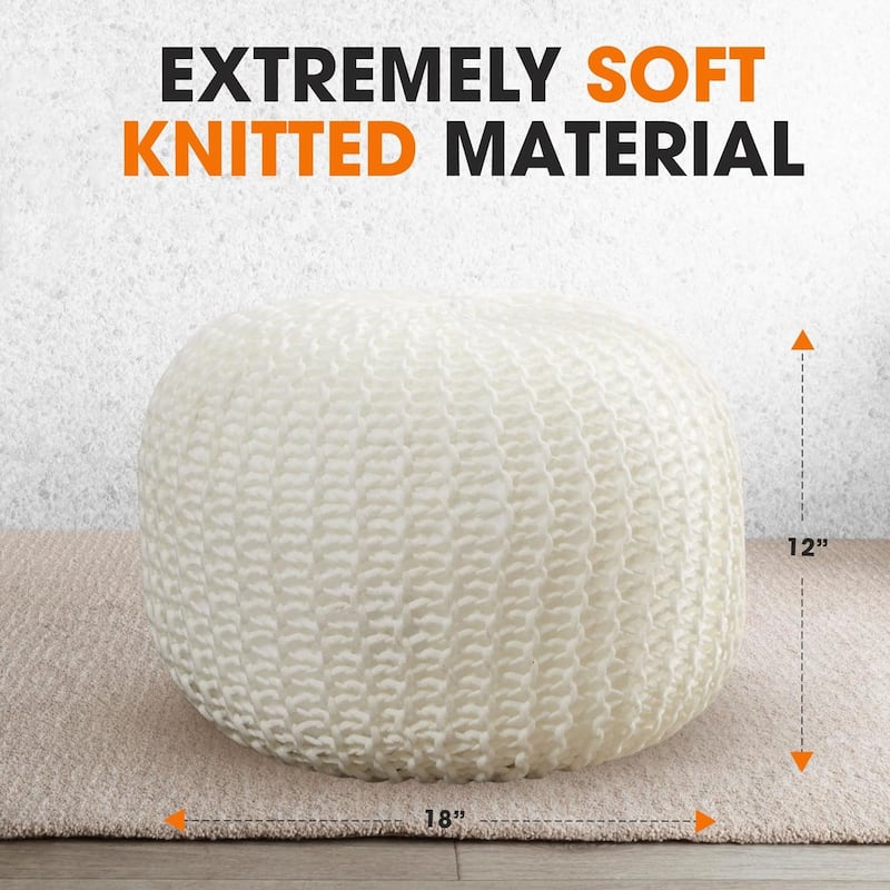 Cheer Collection Decorative 18-inch Chunky Hand-knit Pouf Ottoman