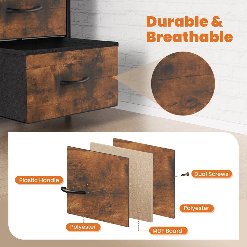 4-Drawer Vertical Chest with Metal Handle, Metal Frame and Wood Top for Bedroom