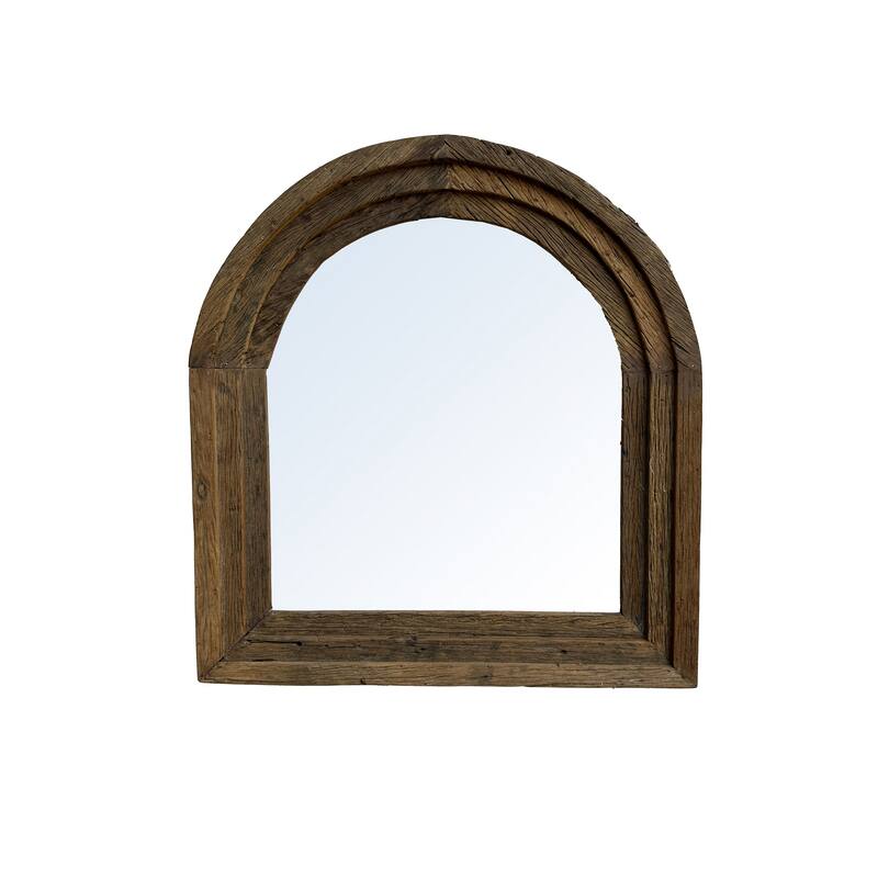 Oval Wooden Framed Wall Mirror - 36" - Brown