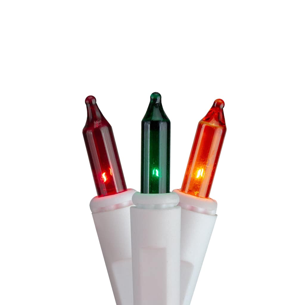 140-Count Green and Red Ever Glow Chasing Mini Christmas Light Set 34.75 ft White Wire - 34.75'