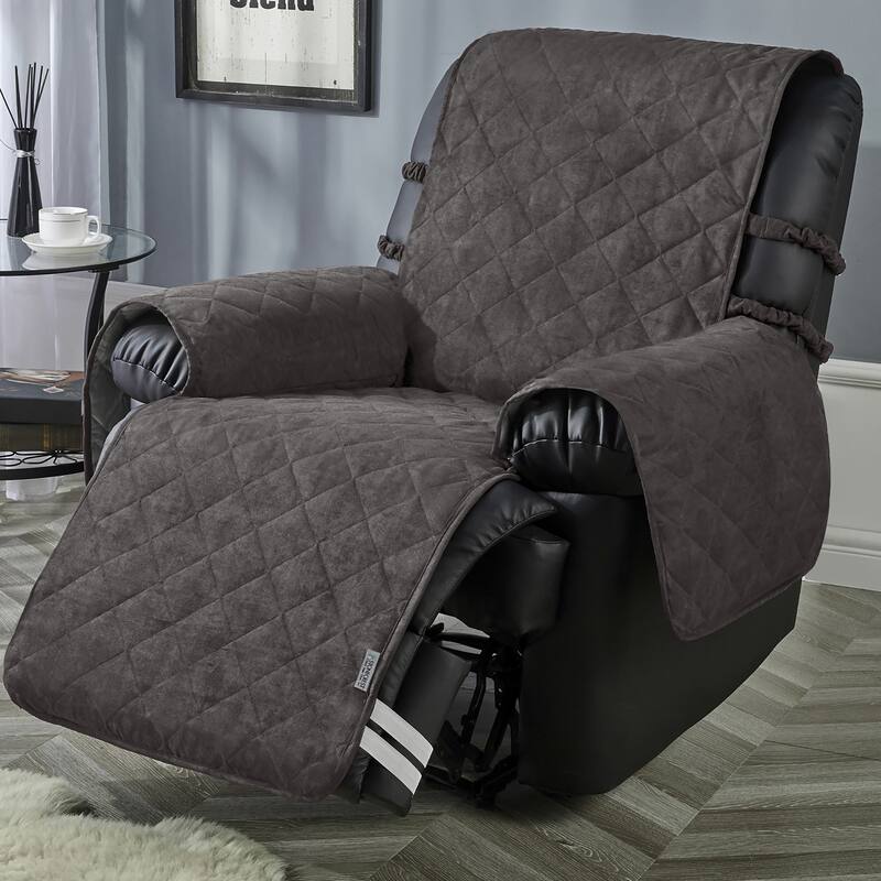 Stonecrest Non Slip Recliner Chair Cover, Waterproof Faxu Suede Recliner Slipcover - Recliner 23" Regular - Graphite