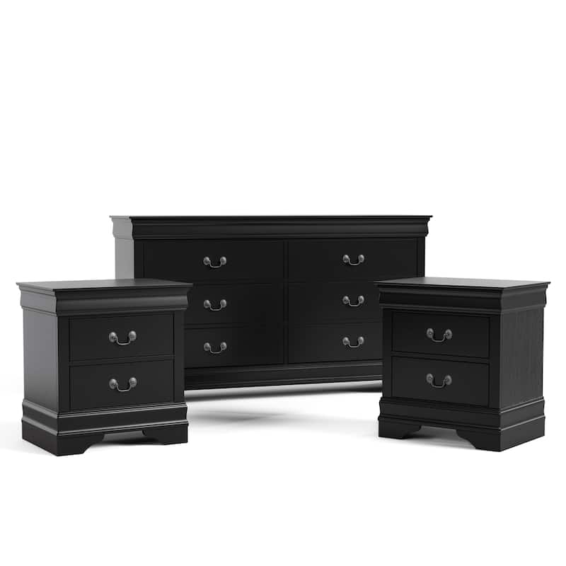 Furniture of America Devi Traditional 3-Piece Solid Wood Nightstand and Dresser Set