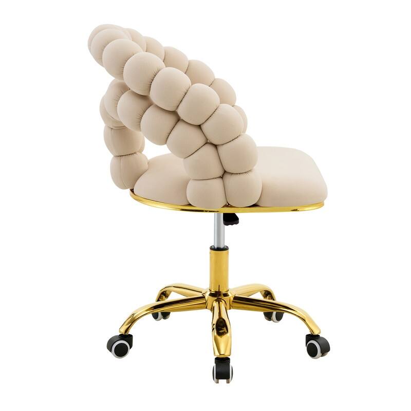 Velvet Bubble Chain Accent Chair with Gold Casters - Modern Sculptural Seating for Living Room & Office