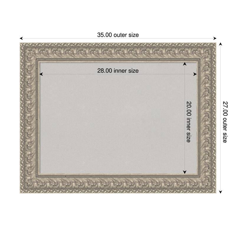 Sydney Silver Framed Cork Board - Bulletin Board, Organization Board, Pin Board - Grey - 35 x 27 in