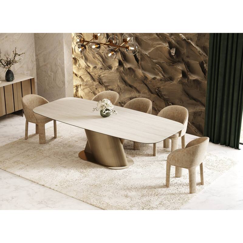 Modrest Sarkis Modern Beige Velvet Dining Chair