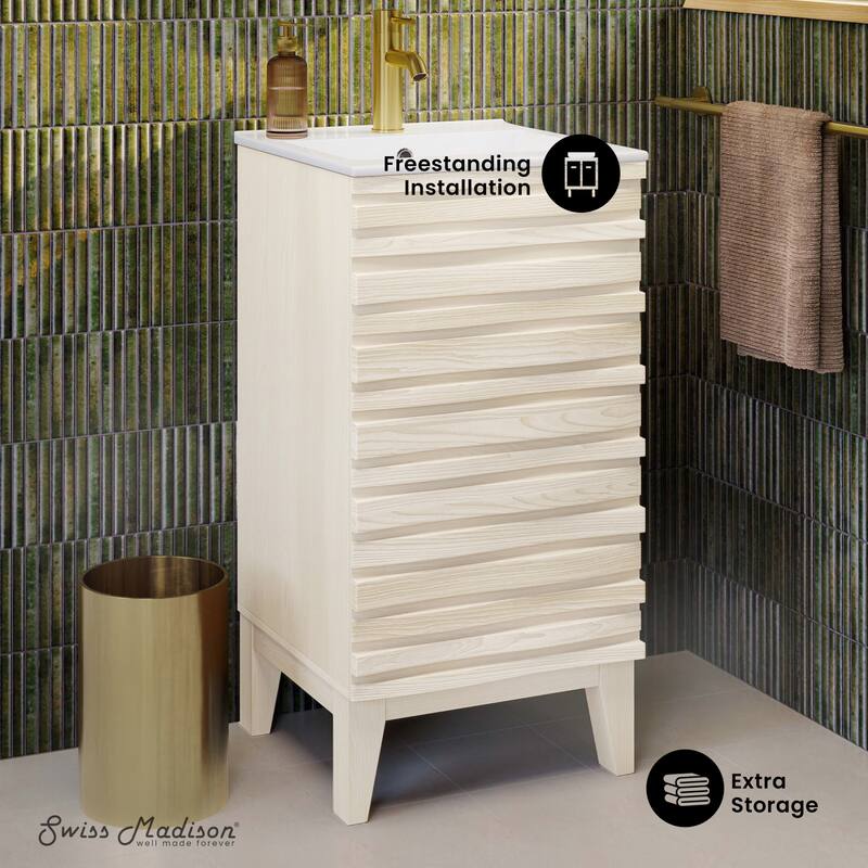 Cascade 18" Freestanding Bathroom Vanity In White Oak With Sink Top - 18