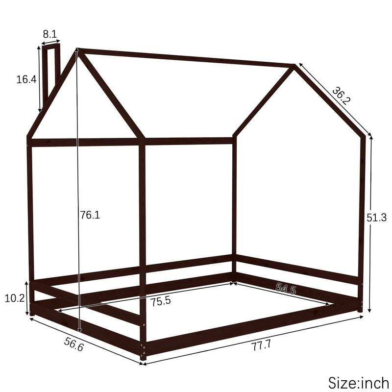 Full Size House Bed Wood Bed